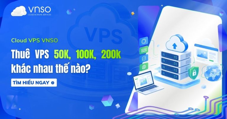 Minh họa dịch vụ VPS Cloud và hạ tầng máy chủ tại VNSO.