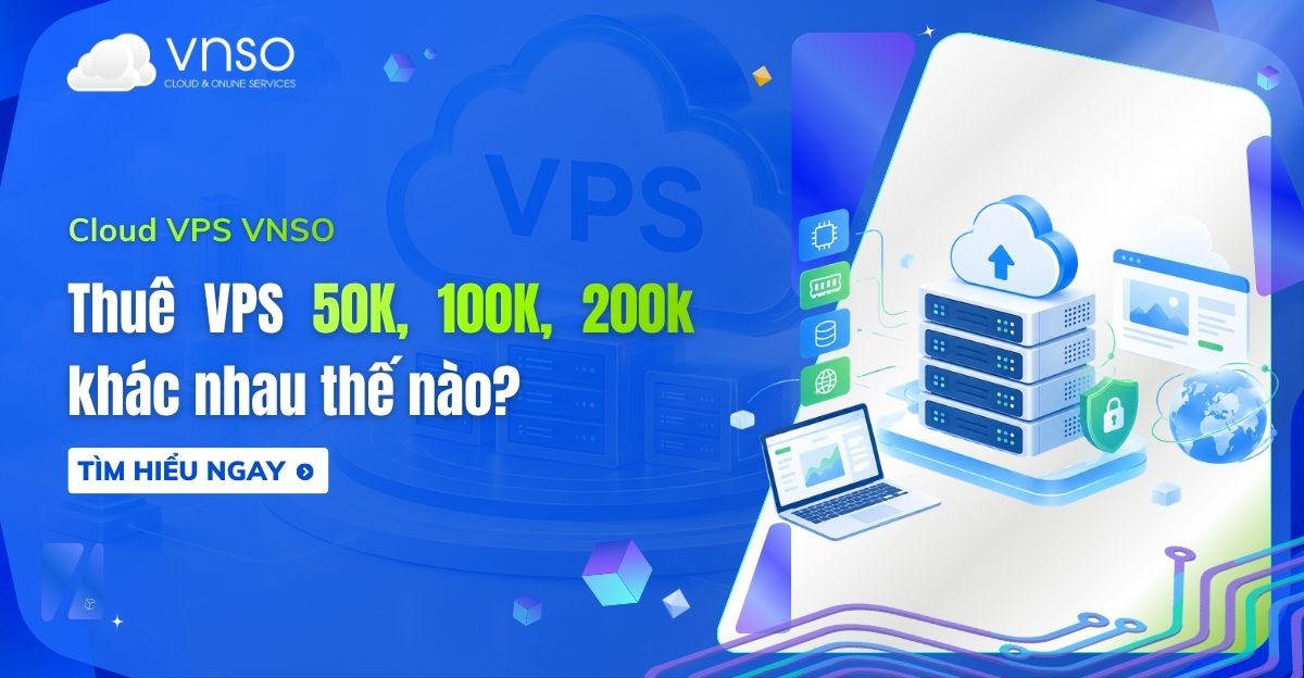 Minh họa dịch vụ VPS Cloud và hạ tầng máy chủ tại VNSO.